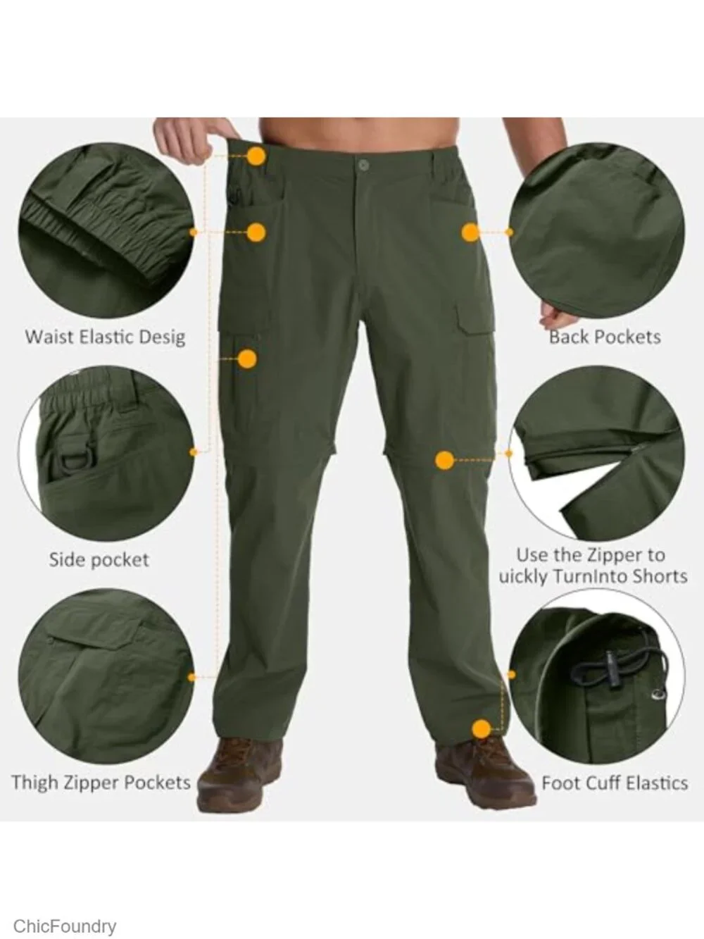 Men's Convertible Hiking Cargo Pants Zip-Off Outdoor Tactical